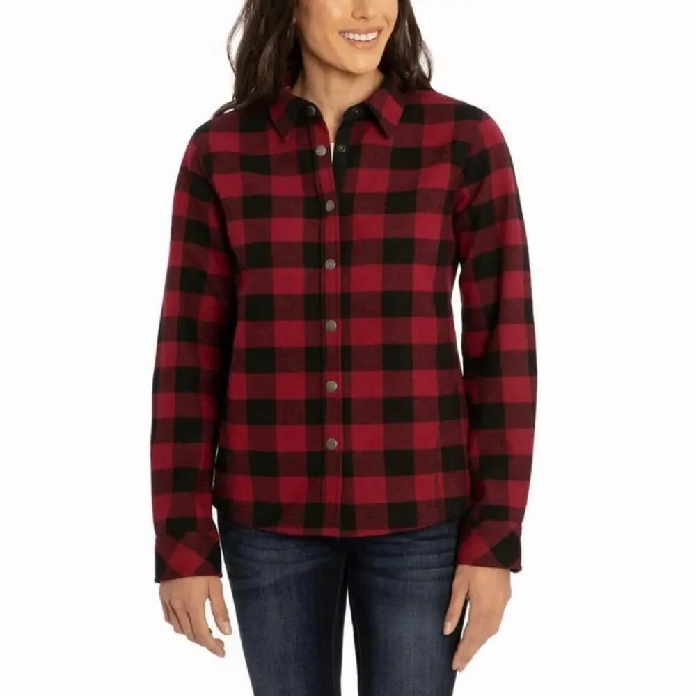 Orvis NWT Buffalo Plaid Shirt Fleece Lined Jacket Women S